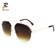 Vintage Big Round Metal Frames Women Stock Sunglasses